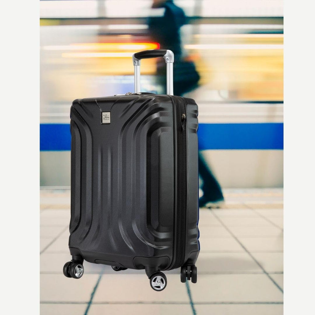 Skyway Nimbus 4.0 Expandable, Durable Hardside, 4 Wheel Spinner, Lightweight Suitcase, Unisex, Stylish, Black, Carry-On 20-Inch