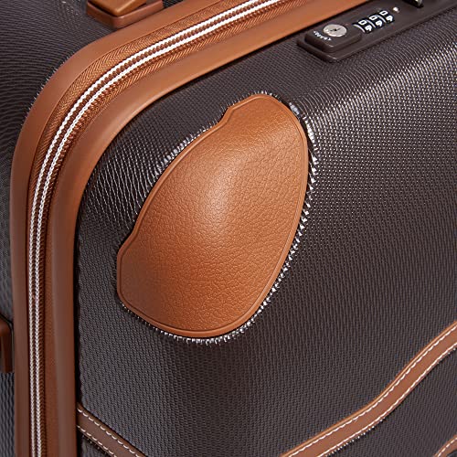 DELSEY PARIS Chatelet Air 2.0 - Hardside Carry on Plus 20 Inch - 360° Spinner Wheels - TSA Lock - USB Port - Lightweight Polycarbonate Travel Suitcase, Chocolate Brown