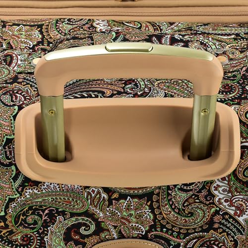 London Fog Mayfair 29 Inch Expandable Spinner Softside Suitcase, Black Sand Paisley