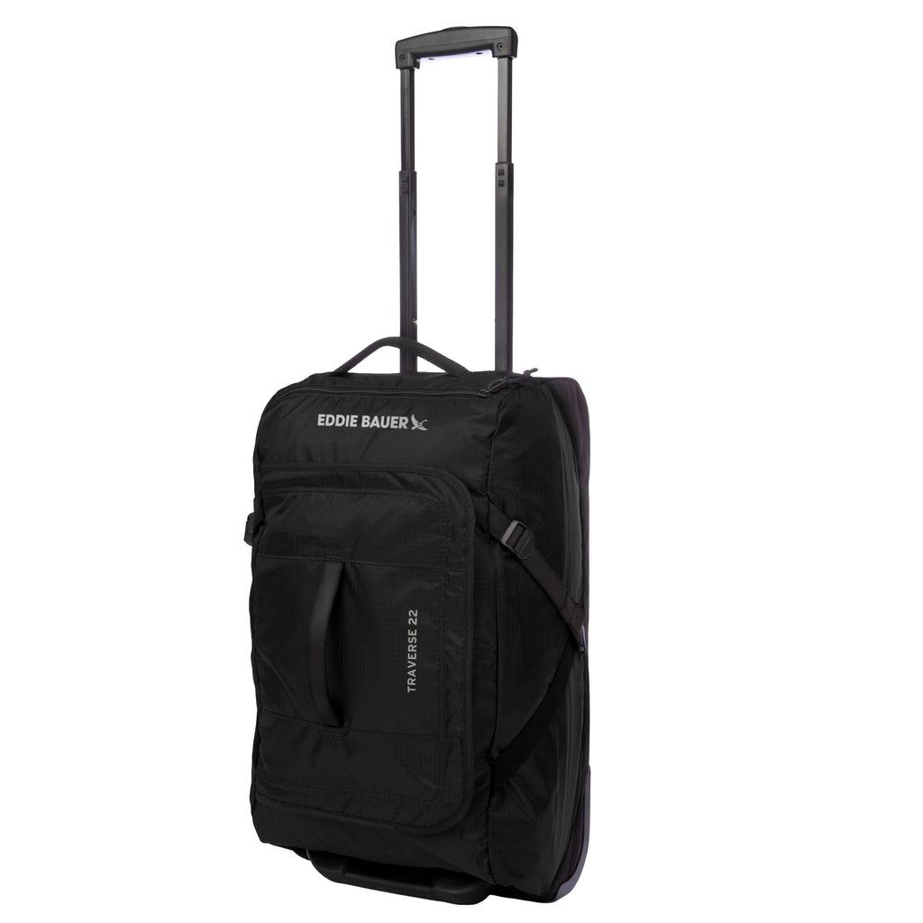 Eddie Bauer Traverse Luggage | Roller Wheels | Telescoping Handle | Travel | Vacation | Ripstop Nylon - Black, 22"