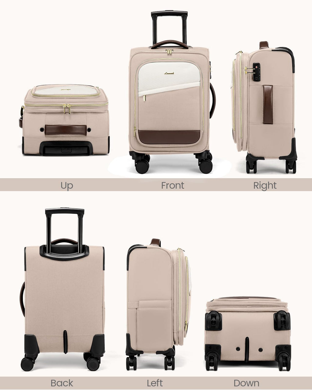 LOVEVOOK 4 Pcs Carry On Luggage 22x14x9 Airline Approved, 20 Inch Carry On Suitcases with Wheels, Softside Rolling Suitcase for Women Men, with TSA Lock Weekender Travel Luggage