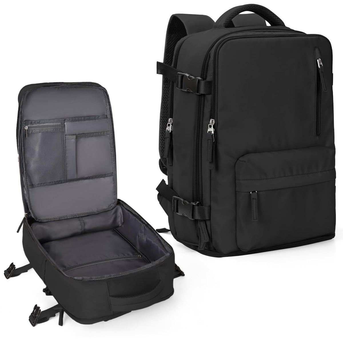 coowoz Travel Backpack For Women Men Airline Approved,Black Carry On Backpack,Large Hiking Laptop College Backpacks Waterproof Outdoor Sports Rucksack Casual Daypack Fit 15.6 Inch Backpacks
