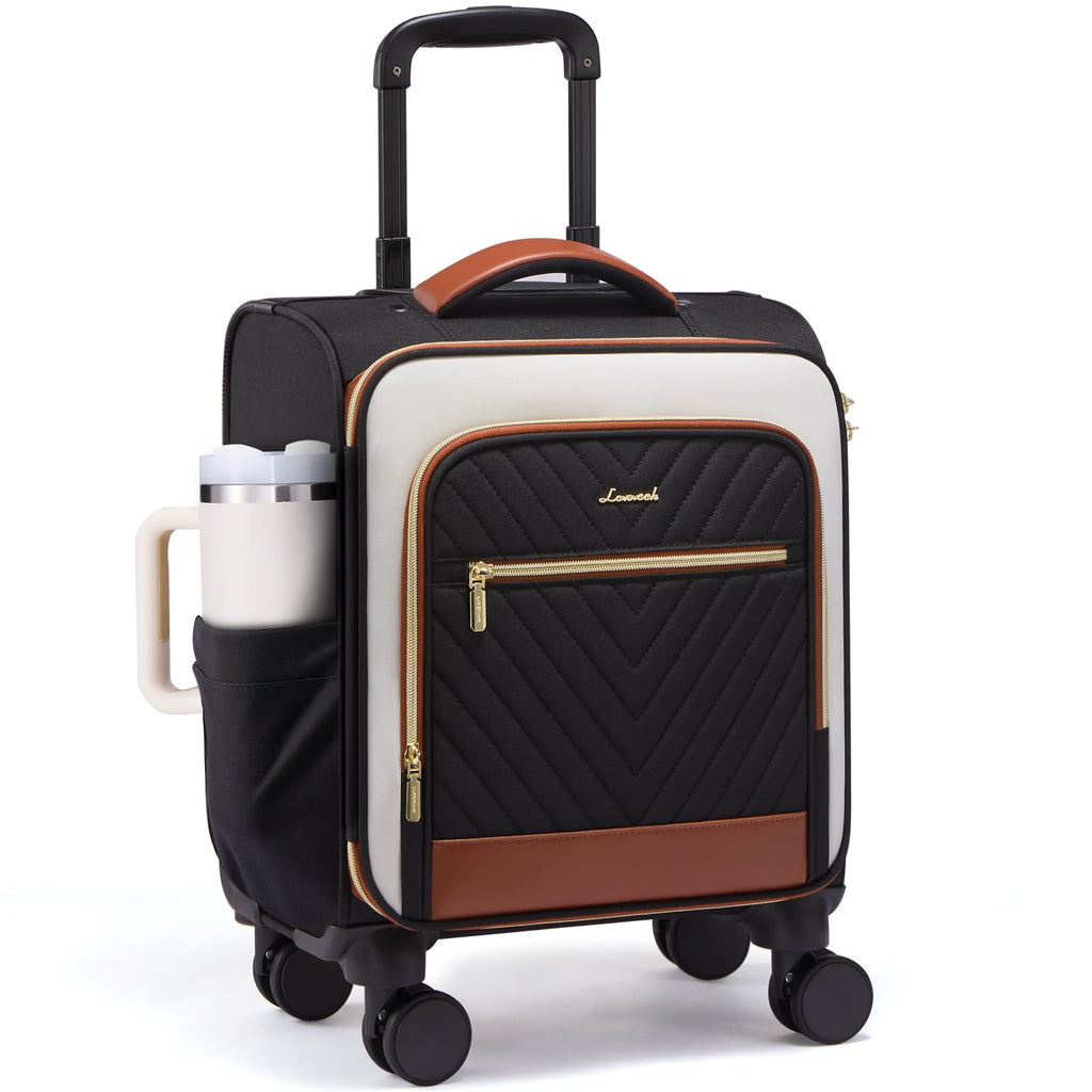 LOVEVOOK Underseat Carry On Luggage Airline Approved, 14 Inch Softside Suitcases with Wheels, Lightweight Spinner Carry on Suitcase with TSA Lock Weekender
