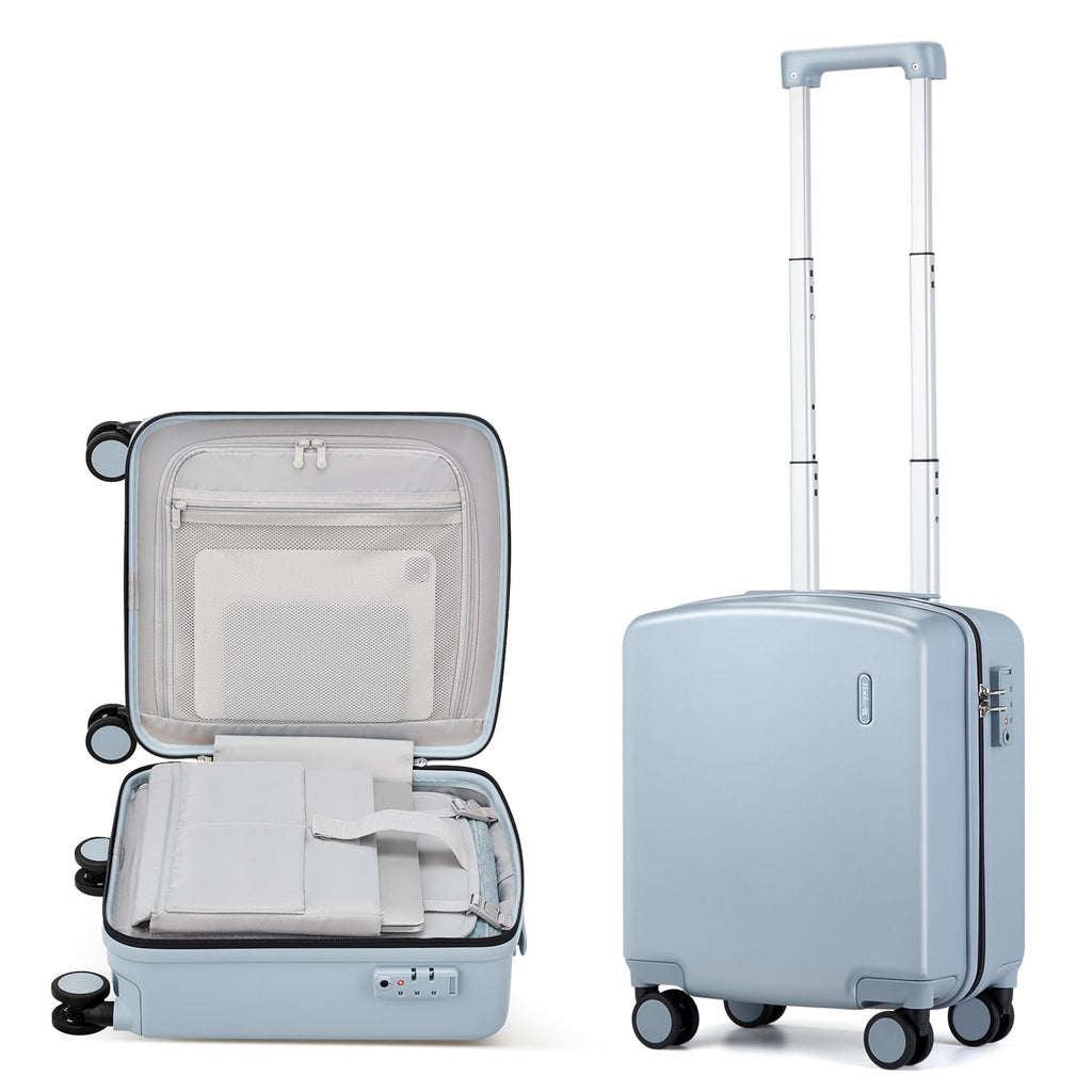 Hanke 16 Inch Underseat Carry On Luggage, Airline-Approved Hard Shell Small Suitcase with Spinner Wheels, Lightweight Tsa Lock Travel Luggage for Short Trips(Gray)