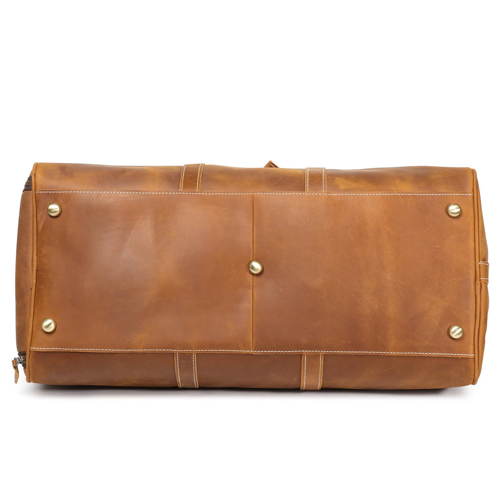 Luokir Mens Leather Weekend Bag Classic Leather Travel Duffel Bags YKK Zipper with Shoes Compartment Sports Vintage Travel Luggage Overnight Duffle Bags (Vintage Brown, 22 Inch)