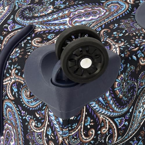 London Fog Mayfair 20 Inch Carry on Expandable Softside Spinner, Navy White Paisley