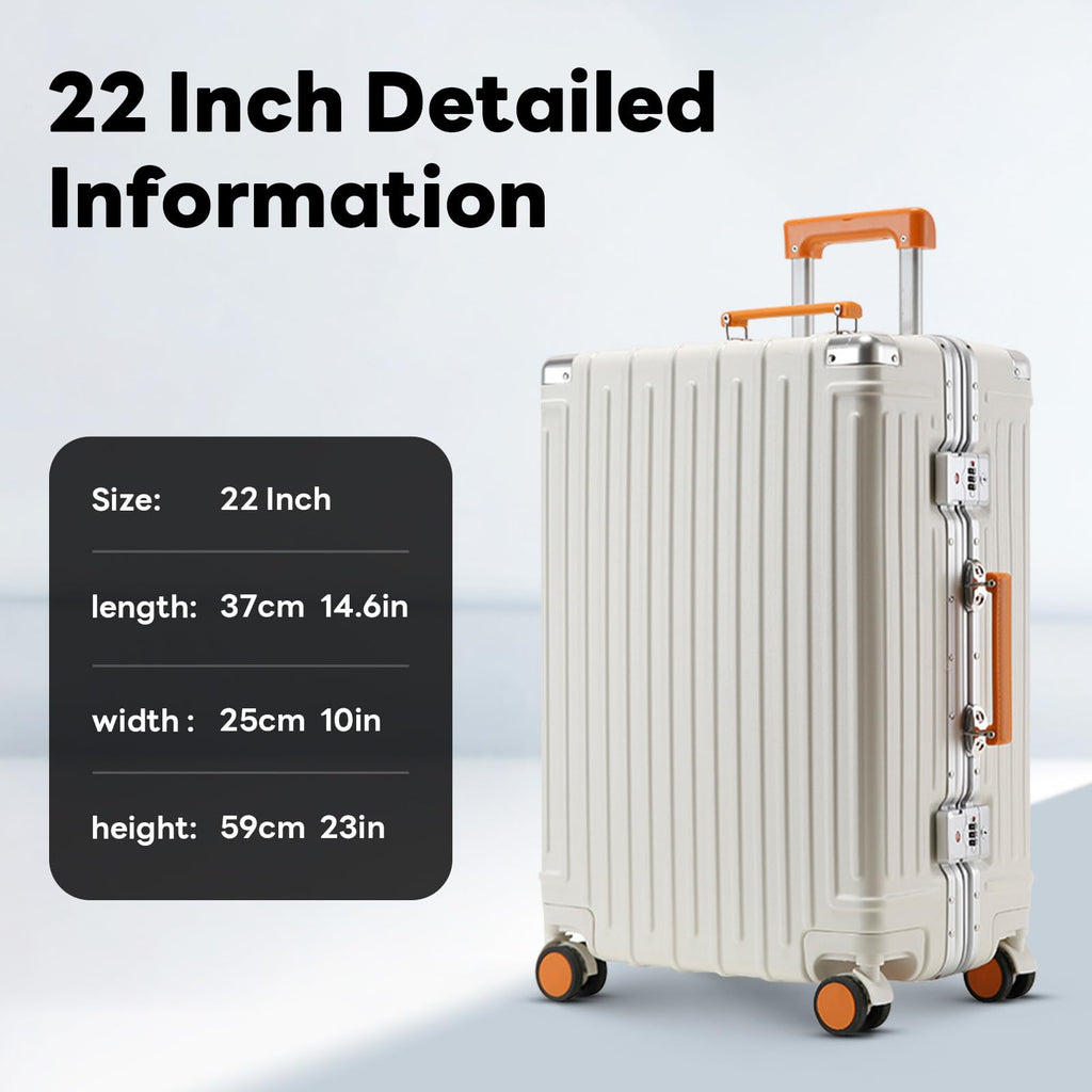 22 inch carry on luggage suitcase locks TAS approved Hardside Lightweight Suitcase with Cup Holder TSA Lock Carry On Luggage with USB Port Phone Holder suitcases with 360° 8 Double Spinner Wheels
