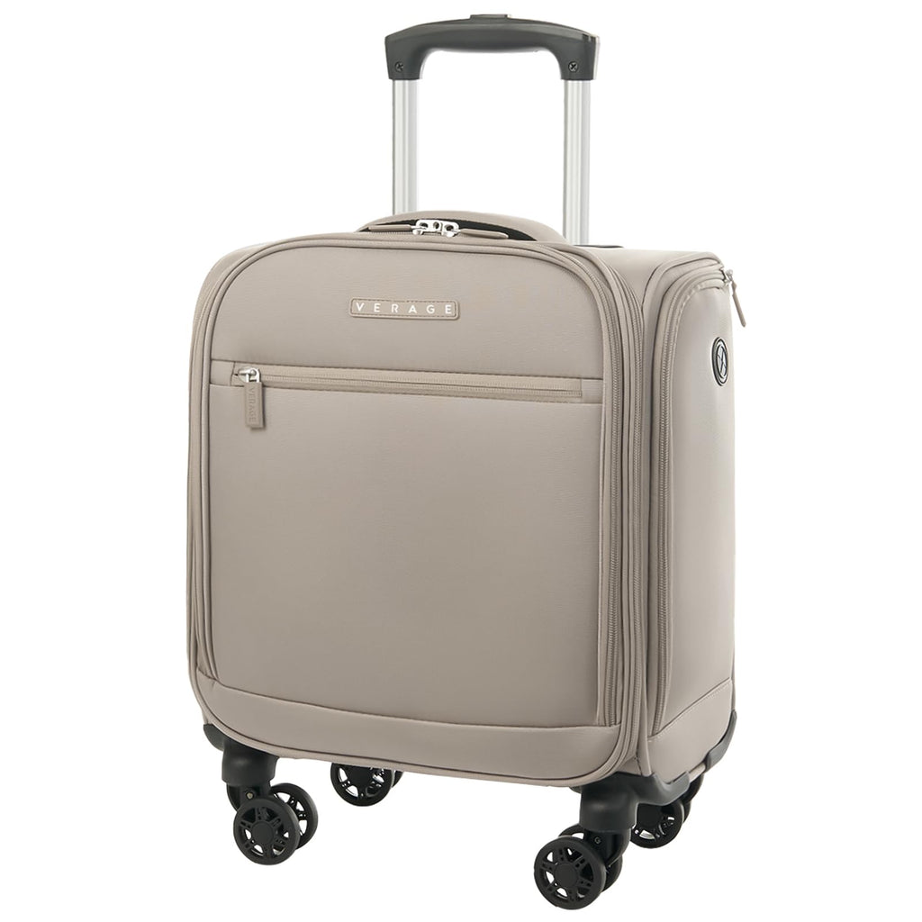 Verage Underseat Carry On Luggage with Wheels, 14.5-Inch Spinner Small Suitcase, Softside Lightweight Travel Bag for Men and Women, Airplane Carry On Bag, Pebble Gary