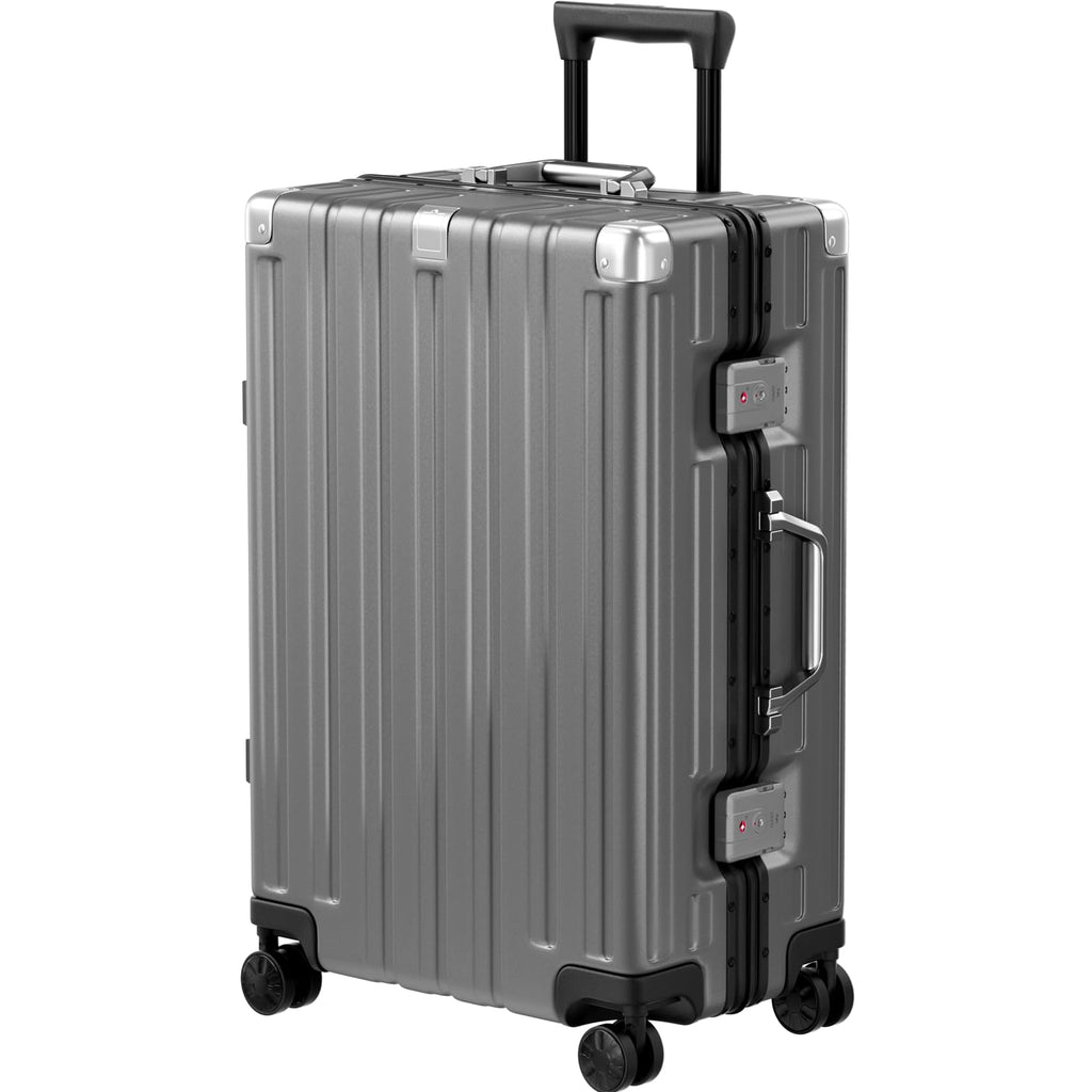 Krute Zipperless Luggage 24 Inch Aluminum Frame Suitcase with Spinner Wheels PC+ABS Hardide Checked Luggage TSA Approved