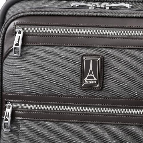 Travelpro Platinum Elite Softside Expandable Carry on Luggage, 8 Wheel Spinner Suitcase, USB Port, Men and Women, International, Vintage Grey, Carry On 19-Inch