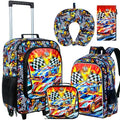 TXHVO 18" Kids Suitcase for Boys, 5Pcs Carry on Luggage With Wheels, Cars Suitcases for Kid Toddler Children(Racing)