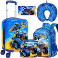 5PCS Kids Luggage Set, Airline-Approved Carry-On with 360°Spinner Wheels, Cute Travel Suitcase for Boys & Toddlers - Dynamic Dual-Truck Blue