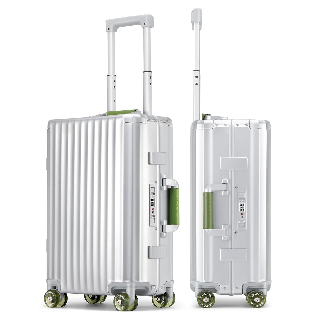 ROAMING 24 Inch Check Luggage Durable Aluminum Zipperless Luggage Airline Approved, Hardside Suitcase with TSA Lock USB Port and Spinner Wheels, Smart Organizational Pockets Maximize Packing Space