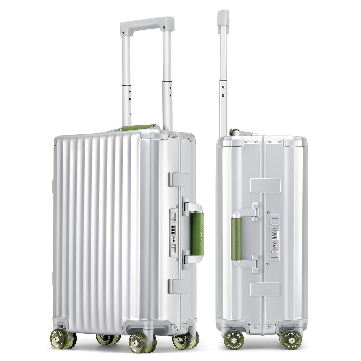 ROAMING 24 Inch Check Luggage Durable Aluminum Zipperless Luggage Airline Approved, Hardside Suitcase with TSA Lock USB Port and Spinner Wheels, Smart Organizational Pockets Maximize Packing Space