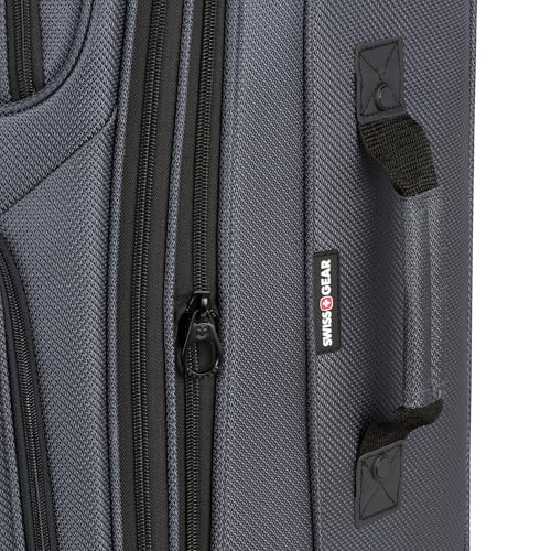 SWISSGEAR Sion Softside Expandable Spinner Luggage Durable Lightweight Travel Suitcase, Dark Grey, Checked-Medium