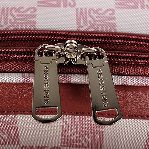 Steve Madden Designer Luggage Collection - Lightweight Softside Expandable Suitcase for Men & Women - Durable 20 Inch Carry On Bag with 4-Rolling Spinner Wheels (Chalet Pink, 20in)