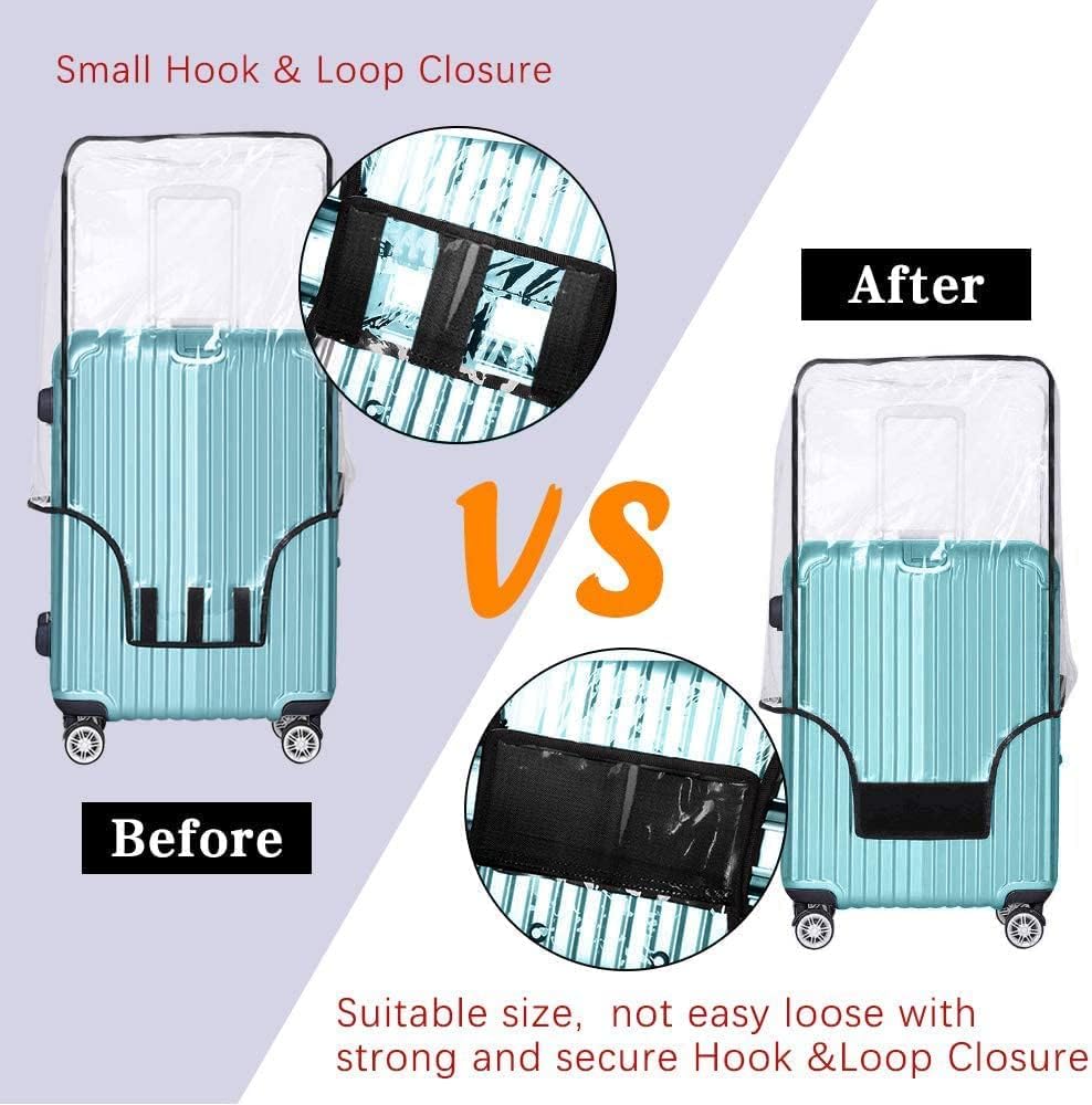 GigabitBest Suitcase Covers for Luggage – TSA Approved Clear PVC Luggage Protector Cover, Thick Transparent Waterproof Sleeve with Large Hook and Loop Closure, Fits 24" Wheeled Suitcases