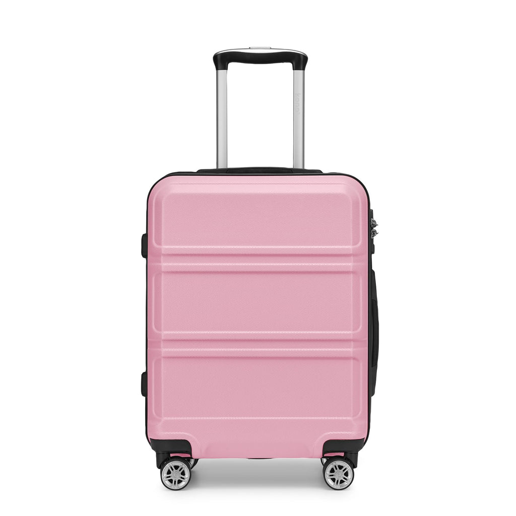 Kono 20" Carry on Luggage with Spinner Wheel TSA Lock, Lightweight PC+ABS Hardside Luggage Durable Small Carry on Suitcase Pink