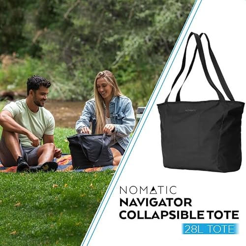 NOMATIC Navigator Collapsible Tote Bag - 28L Black - Unisex Adults - Perfect for Travel, Work, or Gym
