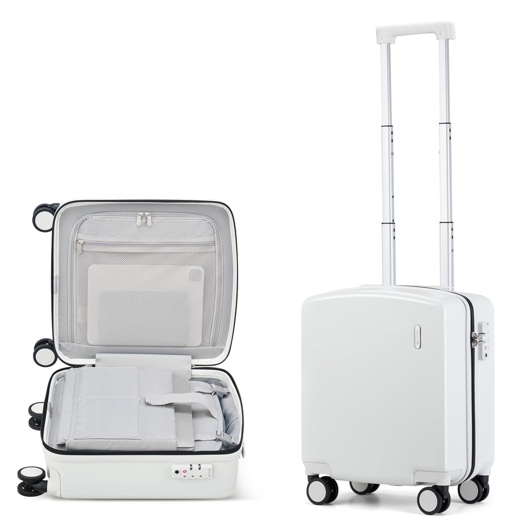 Hanke 16 Inch Underseat Carry On Luggage, Airline-Approved Hard Shell Small Suitcase with Spinner Wheels, Lightweight Tsa Lock Travel Luggage for Short Trips(Smoke White)