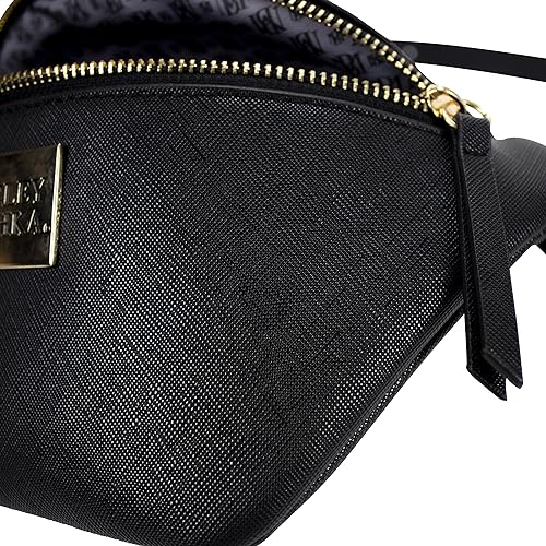 BADGLEY MISCHKA Bridgette Black Studded Vegan Leather Belt Bag | Sling | Fanny Pack | Cross Body Bag