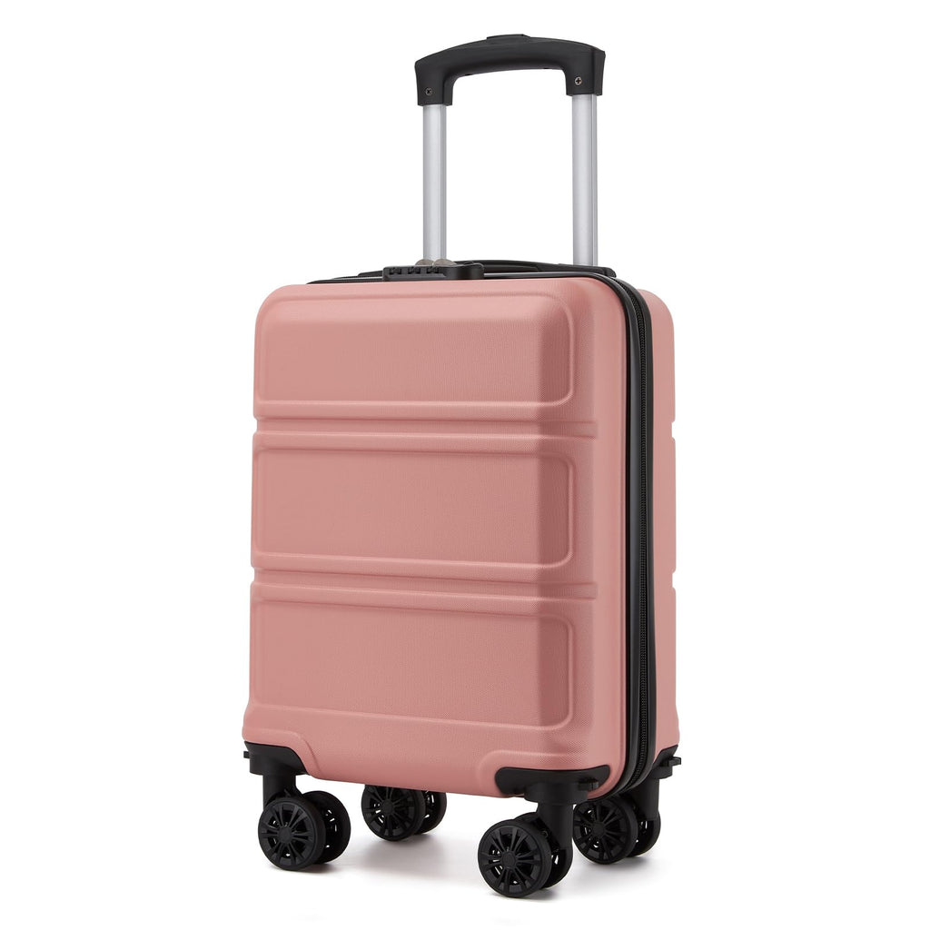 Kono 15'' Underseat Carry On Luggage Airline Approved, Anti-Scratch PC+ABS Hardshell Carry on Suitcase with Smooth Spinner Wheel, Lightweight Overnight Carry on for Short Travel, Nude/Rose Pink