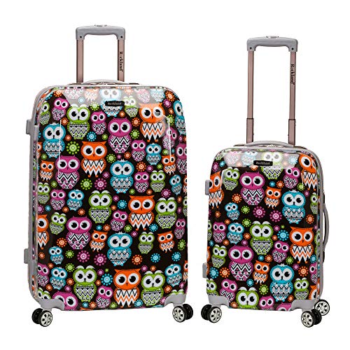 Rockland Departure Hardside 2 Piece Spinner Wheel Luggage, (20"/28"), Owl