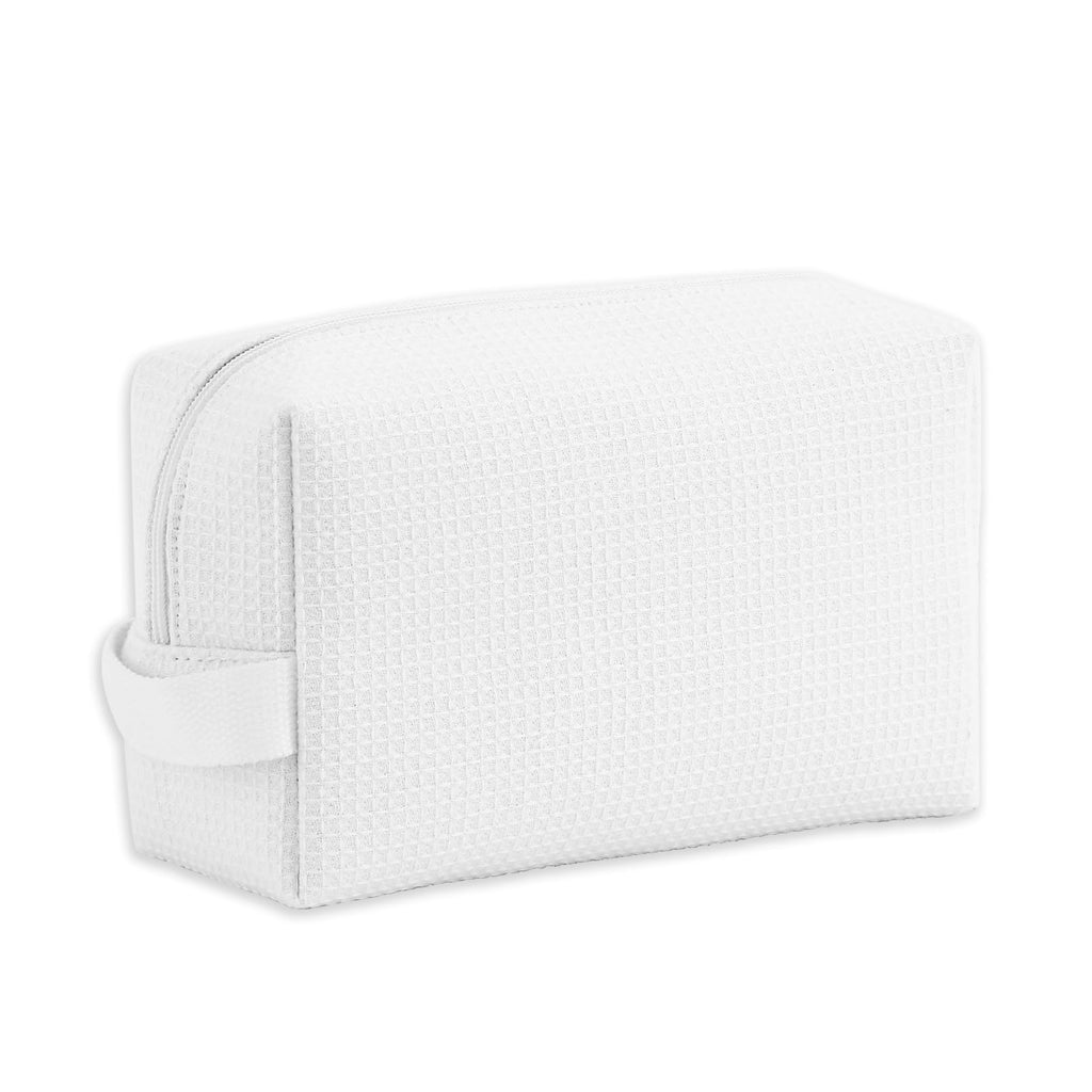 DYSHAYEN Waffle Makeup Pouch Bag, Small Travel Cosmetic Bag, Gifts for Women Bridesmaid,Wedding,Christmas (White)