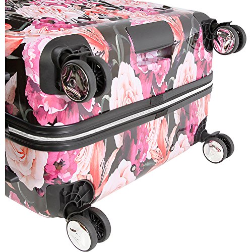 bebe Women's Luggage Hardside Check in Spinner Marie 29" Trolley Bag, Black Floral Print