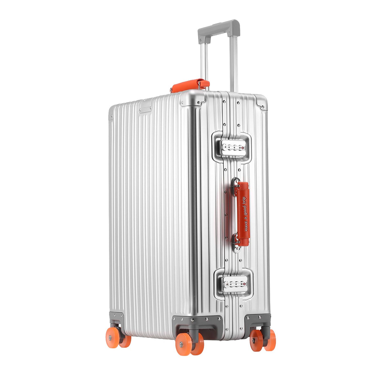 EclatVivid 24 inch Aluminium Zipperless Suitcase, Full Aluminum Hard Shell Check-in Suitcase, 24 Inch 100% Aluminum Hard Shell Luggage with PU Wheels,Aluminium Large Luggage with TSA Locks(Silver)