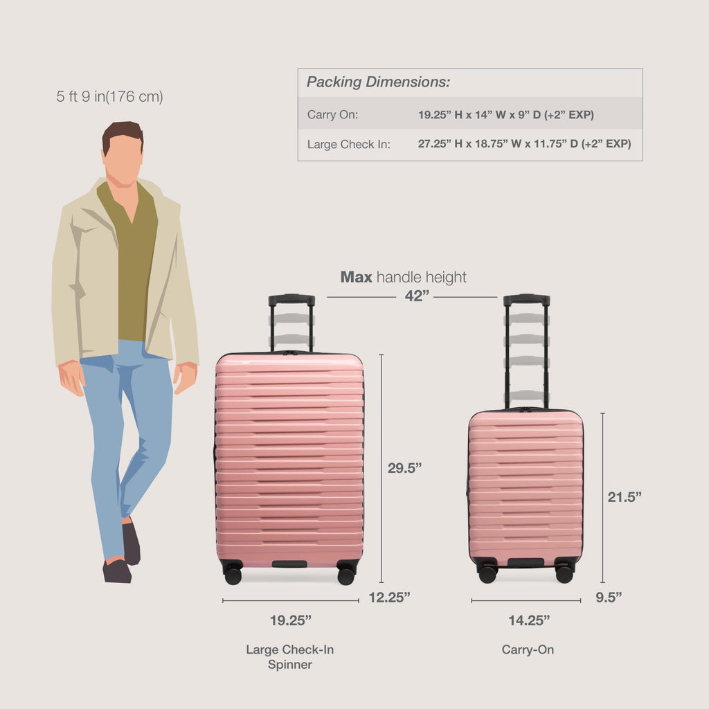 U.S. Traveler Boren Expandable Hardside Rugged Travel Luggage with 8 Spinner Wheels, Rose Pink, 2-Piece Set