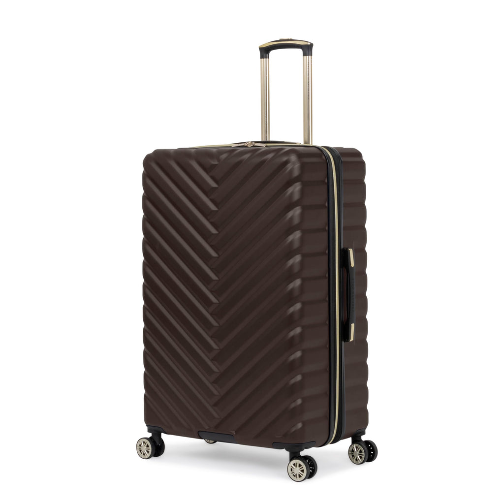 Kenneth Cole REACTION Madison Square Lightweight Hardside Chevron Expandable Spinner Luggage, Chocolate Brown, 28-Inch Checked