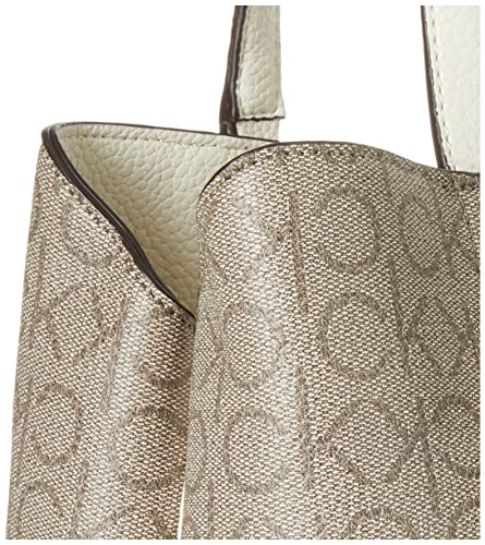Calvin Klein Adeline Triple Compartment Satchel, Almond/Taupe/Cherub White