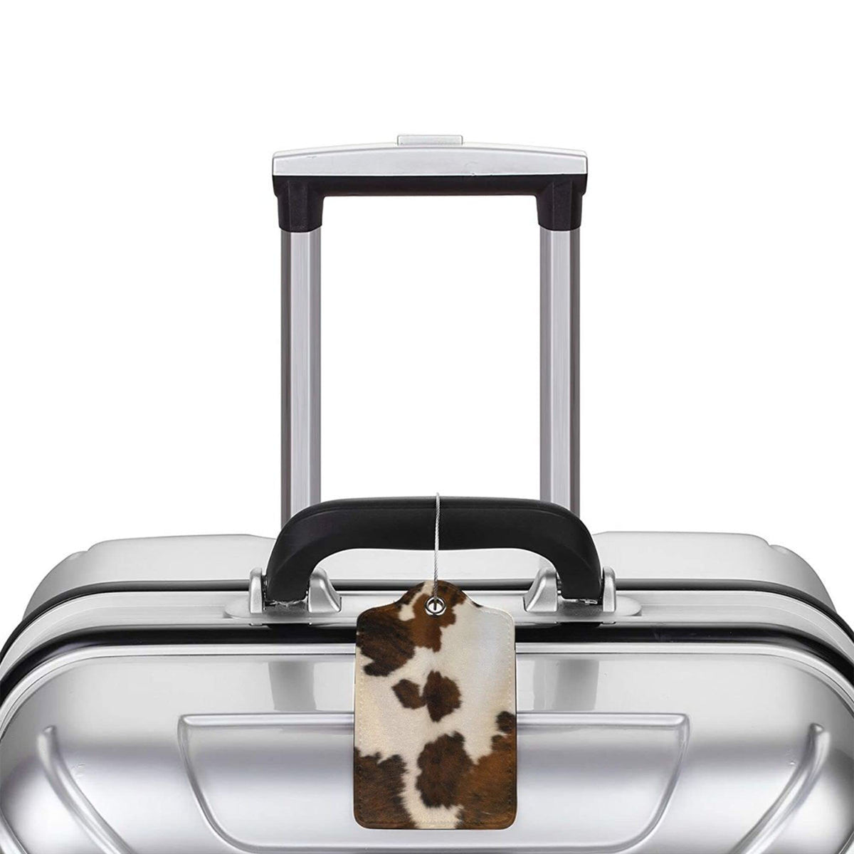 BLOCIT Luggage Tags - 2-Pack PU Leather with Privacy Cover & Stainless Steel Loop - ID Labels for Suitcases & Travel Bags - Cow Hide Brown