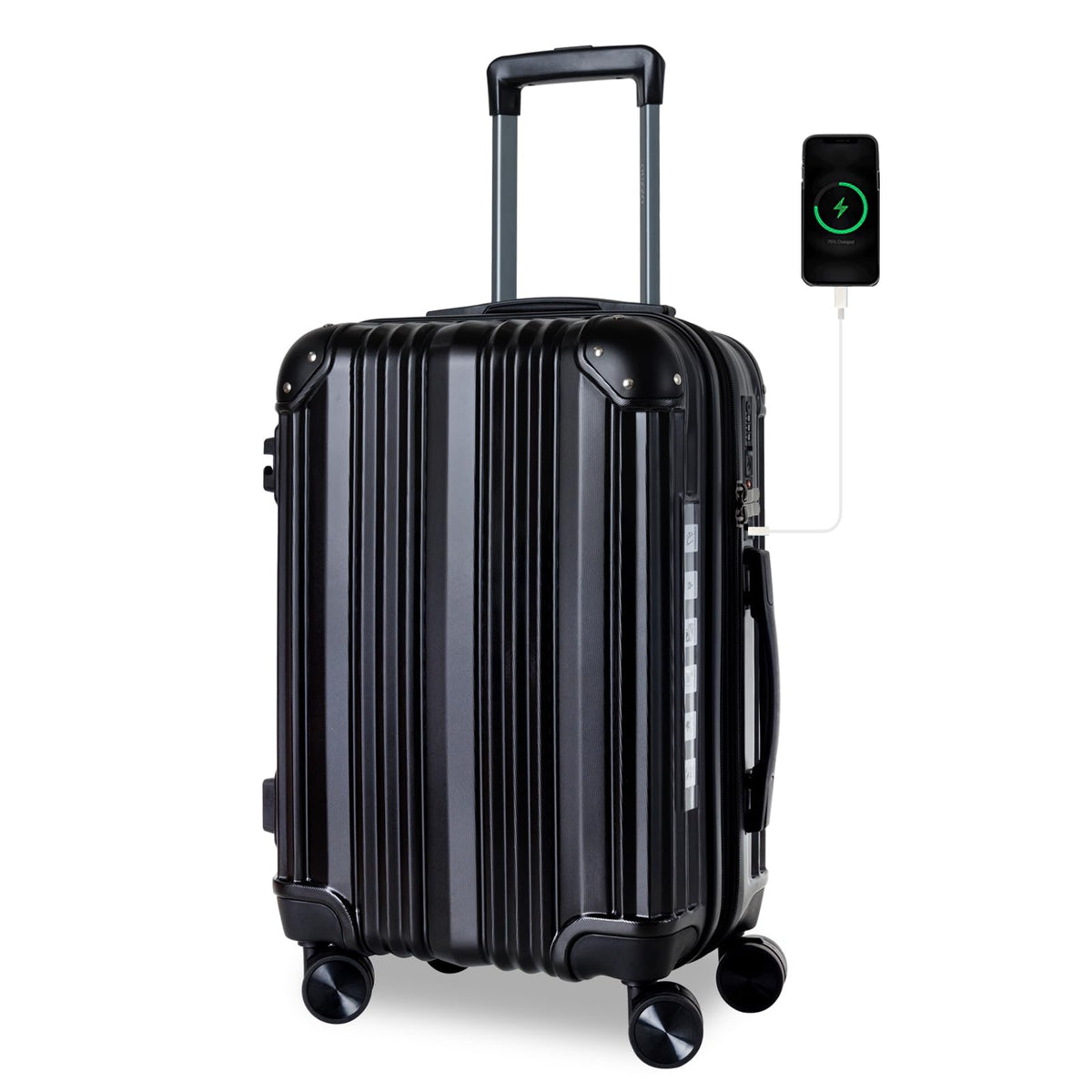 OUZZO 20 Inch Expandable Carry On Luggage 22x14x9 Airline Approved Hardshell Suitcases with Wheels Durable Lightweight Travel Luggage with TSA Lock USB Port for Business Trip Weekend Getaway