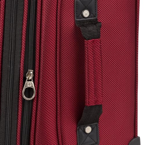 SwissGear Sion Softside Expandable Luggage – Carry-On Suitcase with 360 Degree Wheels & Retractable Handle – 21 Inch, Perfect for 1-3 Night Trips – Burgundy