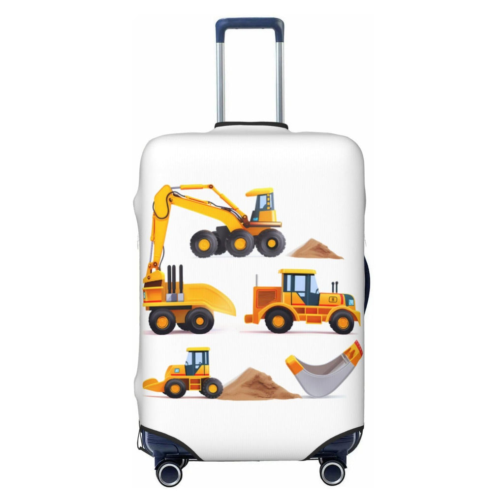 YouQu Luggage Suitcase COVER Machinery Excavator Truck and Loader, Cartoon Toy Suitcase COVERS Elastic, M - Fits 22-24 inch luggage (No Suitcase)