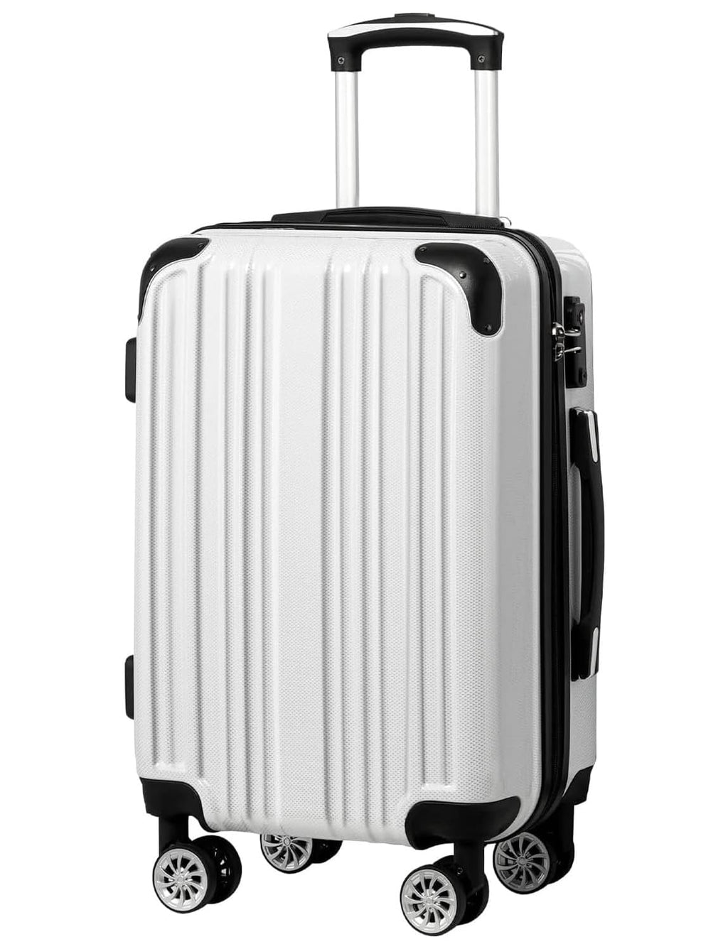 Coolife Luggage, Suitcase with Durable and Lightweight, Checked Luggage with PC+ABS Hardshell, Dual Spinner Wheels, TSA Lock, and YKK Zipper (white grid new, M(24in))