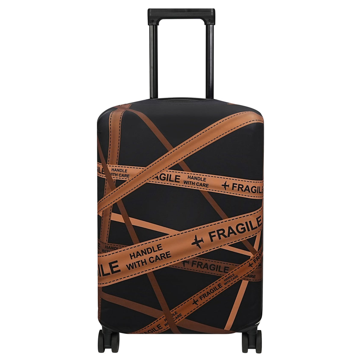 Explore Land Travel Luggage Cover Suitcase Protector Fits 23-26 Inch Case (Gold Fragile, M)