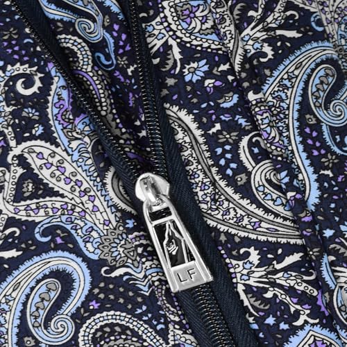 London Fog Mayfair 20 Inch Carry on Expandable Softside Spinner, Navy White Paisley