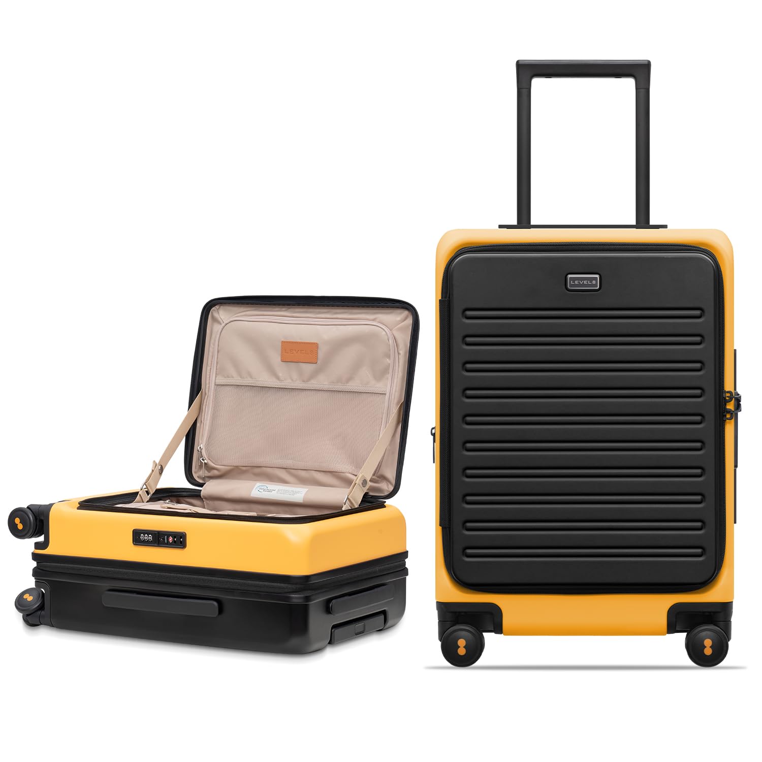 LEVEL8 Top Opening Carry on Luggage Hardshell, Large Suitcases with Wheels Airline Approved, Expandable Luggage with Spinner Wheel for Men Women, 20 Inch, Yellow