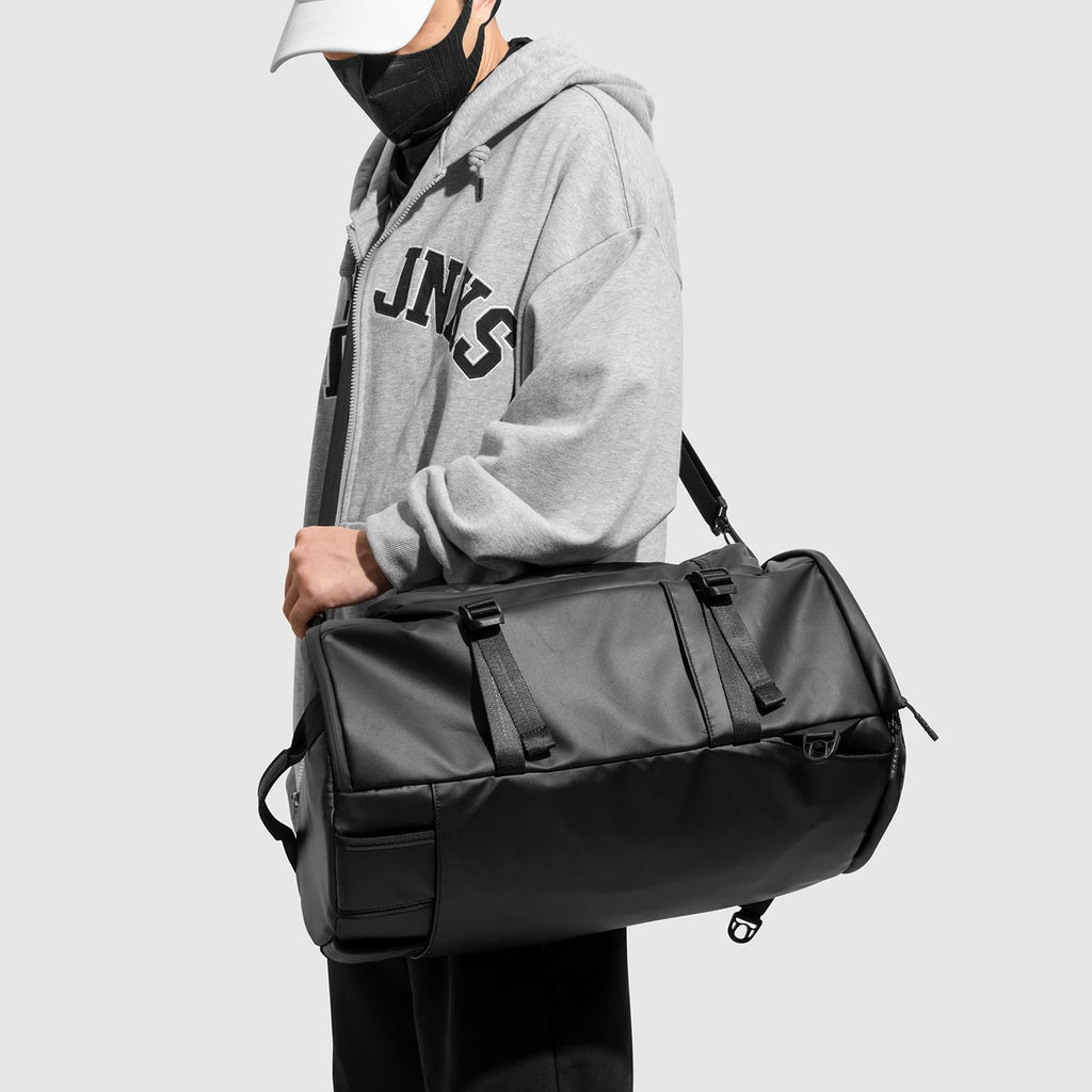 YOUMIAN Duffel Bag with Shoe Compartment Travel Backpack Men and Women Waterproof for Gym Motorcycle Helmet (Black)