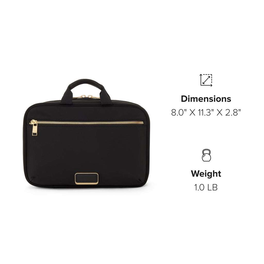 TUMI - Voyageur Madeline Cosmetic Bag - Women's Travel Makeup Toiletry Case, Lightweight with Zip Pockets and Metal Hanger - Medium, Black with Gold Hardware