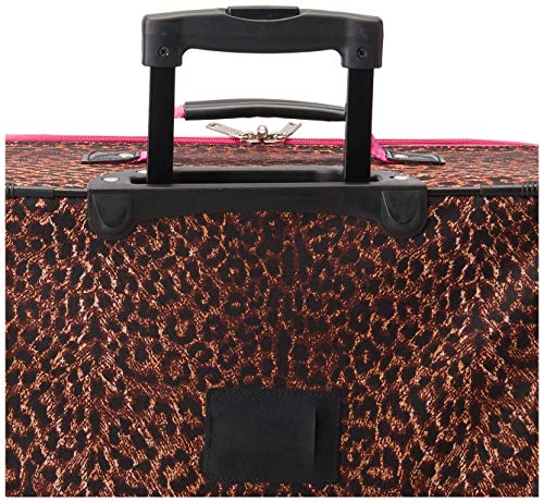 Rockland Vara Softside 3 Piece Upright Luggage Set, Expandable, (20"/28"/22" Rolling Duffel), Pink Leopard