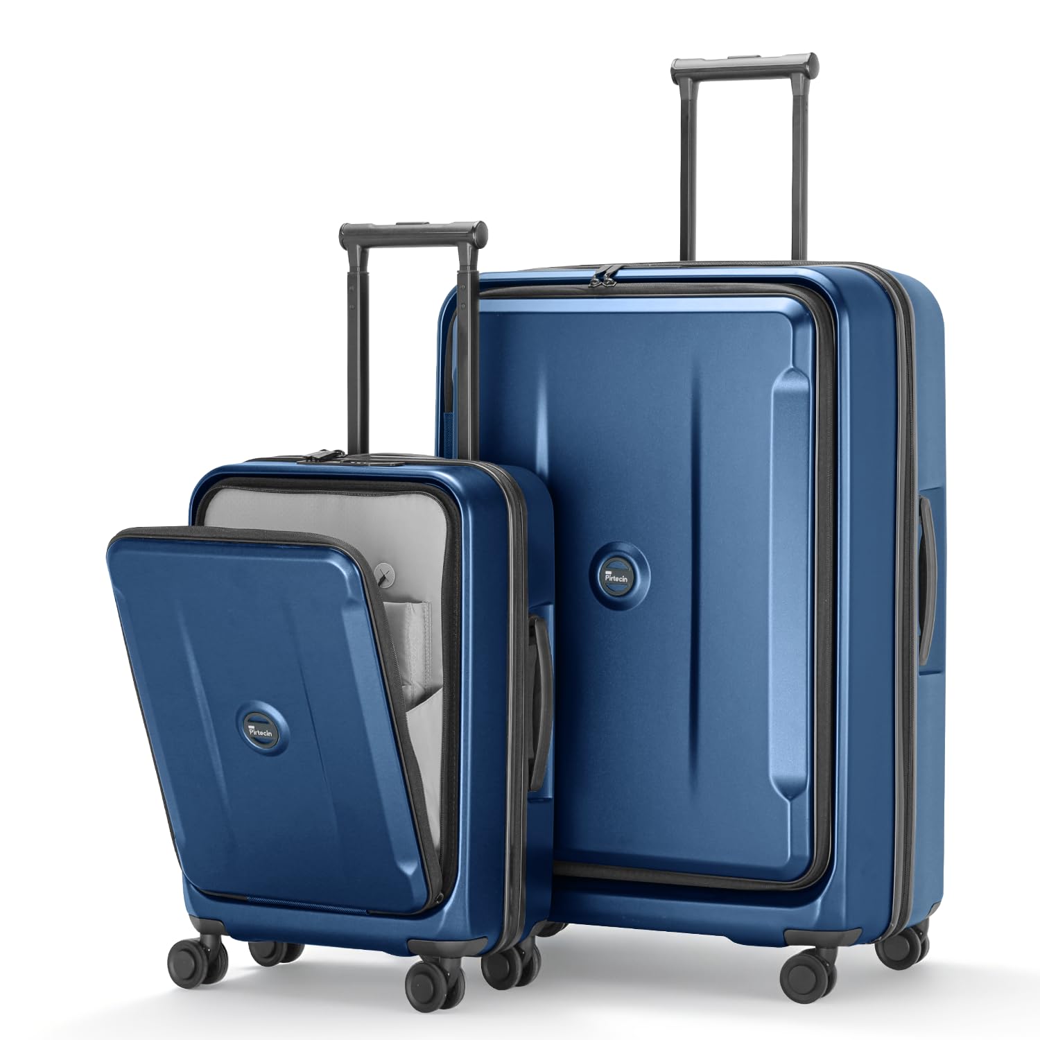 Luggage Sets 2 Piece, Carry On Luggage with Front Pocket & USB Port and 28 Inch Expandable Checked Luggage with Top Opening, Durable PC Hardside Suitcases with Spinner Wheels & TSA Lock, Blue (20/28)