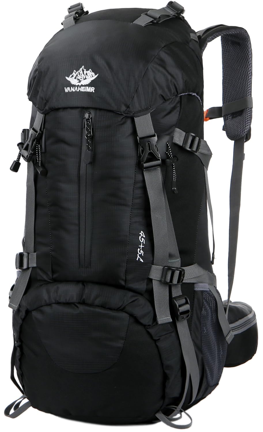Esup 50L Camping Hiking Backpack Men with rain cover 45l+5l Lightweight Backpacking Backpack Travel Backpack (Black)
