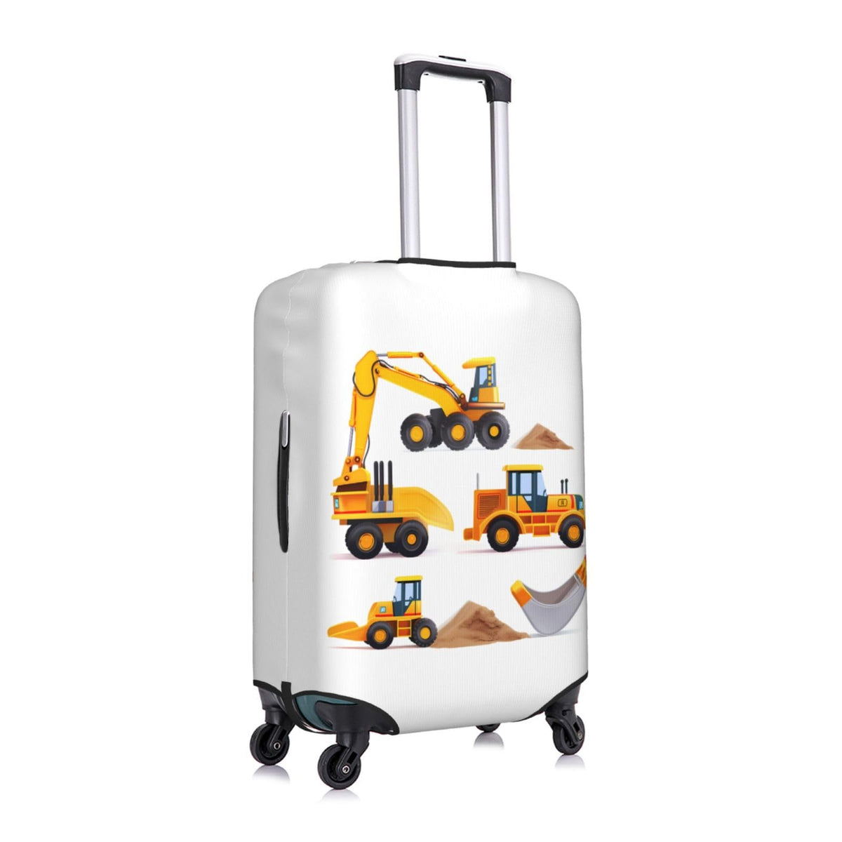 YouQu Luggage Suitcase COVER Machinery Excavator Truck and Loader, Cartoon Toy Suitcase COVERS Elastic, M - Fits 22-24 inch luggage (No Suitcase)