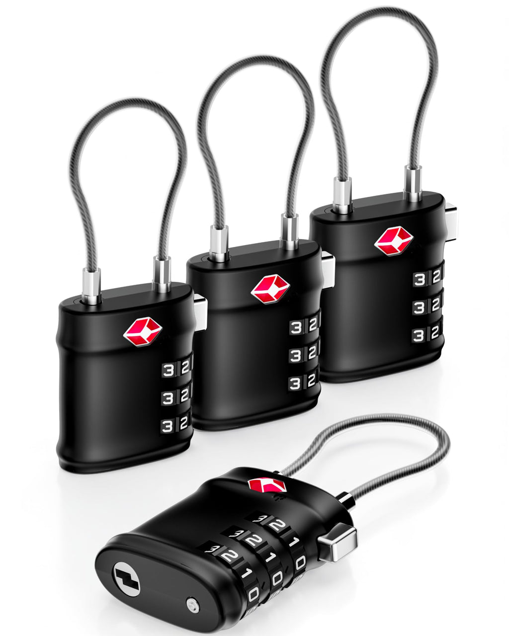 LUGGEX TSA Locks for Luggage, Luggage Locks, Suitcase Locks TSA Approved, Travel Locks, Ease of Use & Durable (Black, 4 Pack)