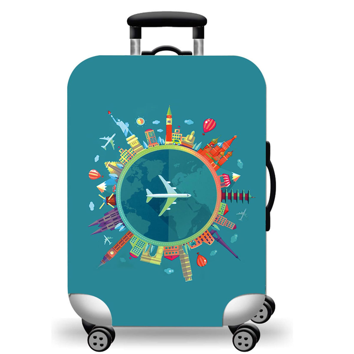WUJIAONIAO Travel Luggage Cover Baggage Suitcase Cover Protector Skins 18-32 Inch (A15 Go Travel, M (for 22-24 inch luggage))