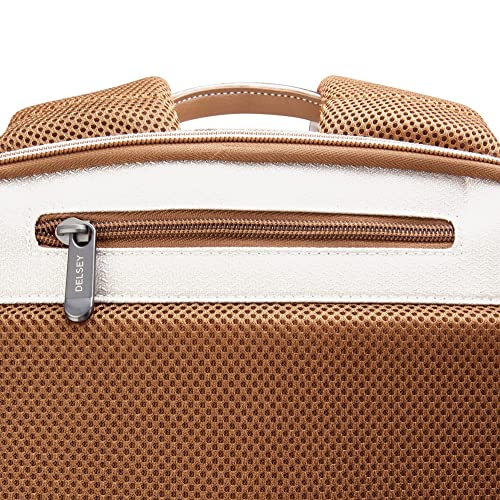 DELSEY PARIS Chatelet Air 2.0 - Travel Laptop Backpack - Fits 14" Laptop - Water-Repellent Recycled Fabric Backpack - Vegan Leather Trim - Smart Trolley Band, Angora